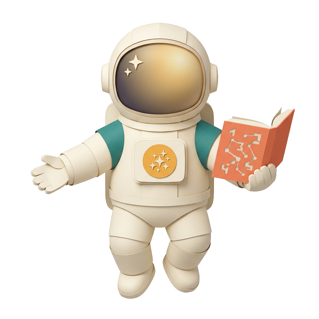Astronaut reading a book