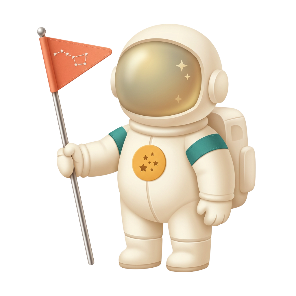 Astronaut planting a flag